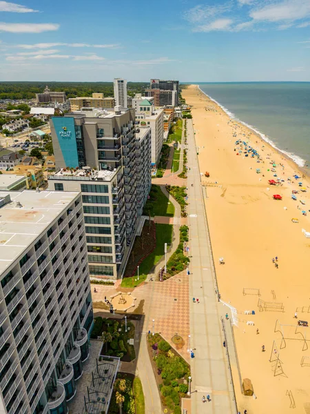 Aerial Drone Photography Virginia Beach Boardwalk Highrise Condominiums — Stock Photo, Image