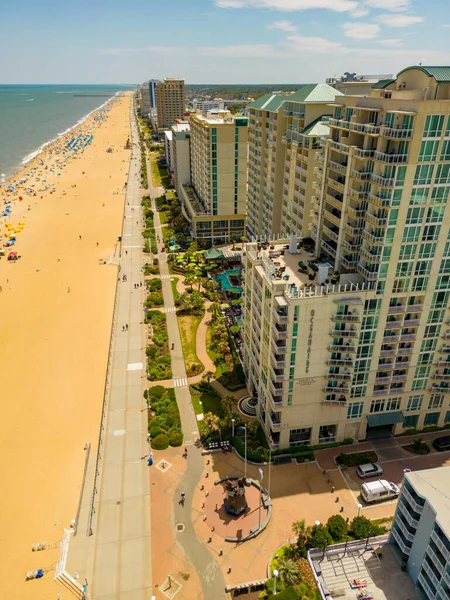 Aerial Drone Photography Virginia Beach Boardwalk Highrise Condominiums — Stock Photo, Image