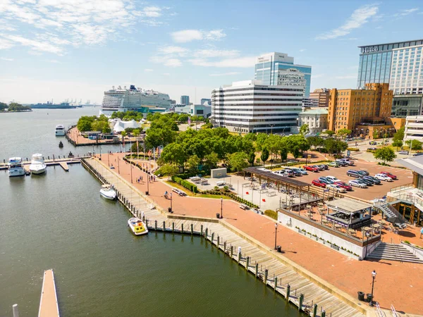 Foto Aérea Avión Tripulado Del Distrito Waterside Norfolk Usa — Foto de Stock