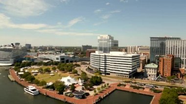 Aerial video World Trade Center Downtown Norfolk VA USA