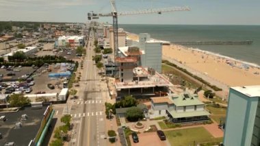 Aerial footage Moxy Hotel under construction Virginia Beach VA USA Circa June 2022