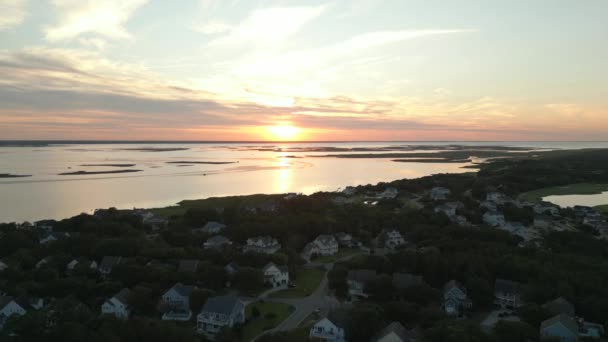 Sunset Drone Footage Corolla North Carolina Outer Banks — Stockvideo