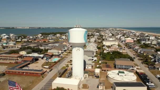 Aerial Orbit Atlantic Beach Water Tower North Carolina Usa — Stockvideo