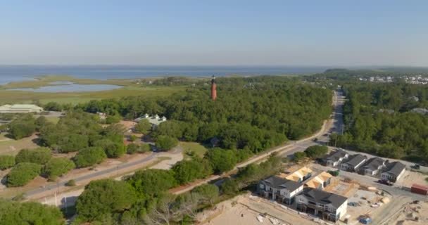 Drohnenvideo Currituck Beach Lighthouse Corolla Usa — Stockvideo