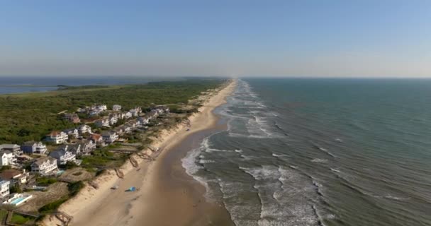 Drohnenvideo Corolla Beach Nähert Sich Currituck Banks Reserve — Stockvideo