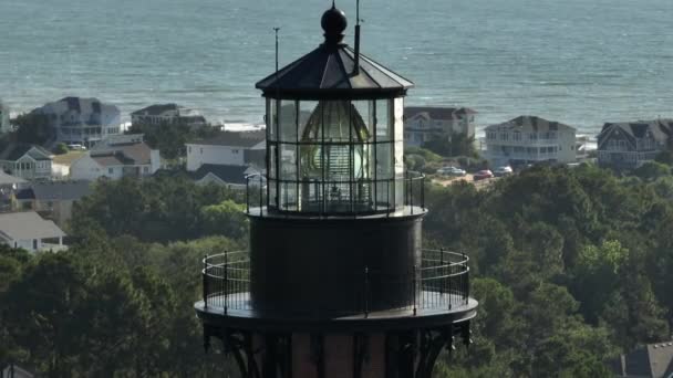 Drohnenaufnahmen Currituck Beach Lighthouse Corolla Usa — Stockvideo