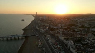 Sunset over beach Brighton UK