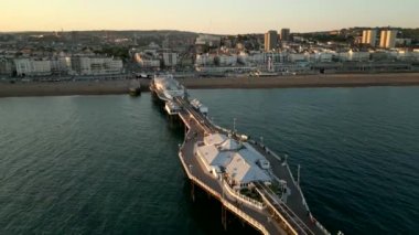 Aerial video from pier to Brighton Beach UK