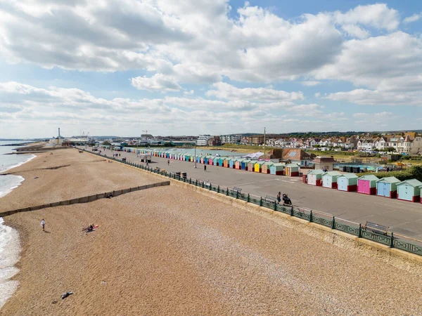 Aerial Photo Hove Beach Huts Brighton — 스톡 사진