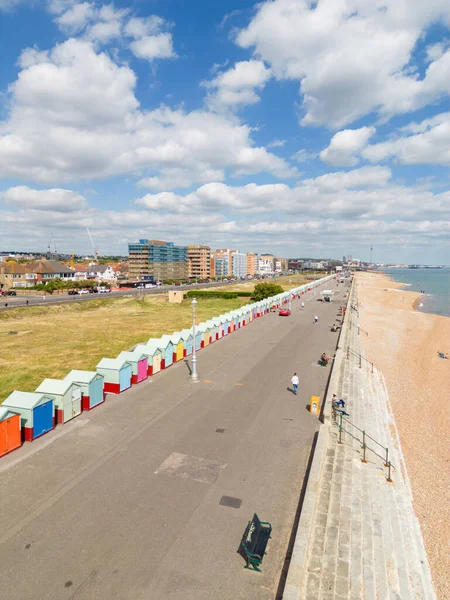 Aerial Photo Hove Beach Huts Brighton — 스톡 사진