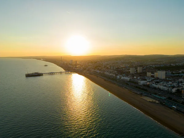 Aerial Photo Sunset Brighton Beach — 스톡 사진