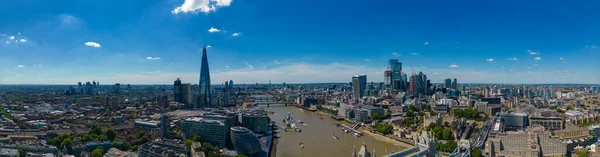 Aerial panorama of City of London and Thames River
