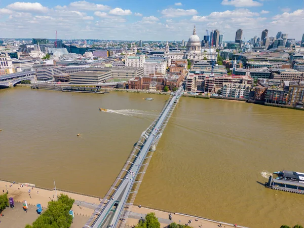 Aerial Photo Millennium Bridge London River Thames — Foto Stock