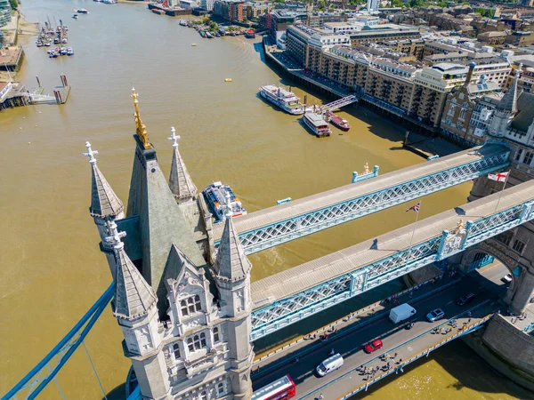 Aerial Closeup Tower Bridge London River Thames — Foto de Stock