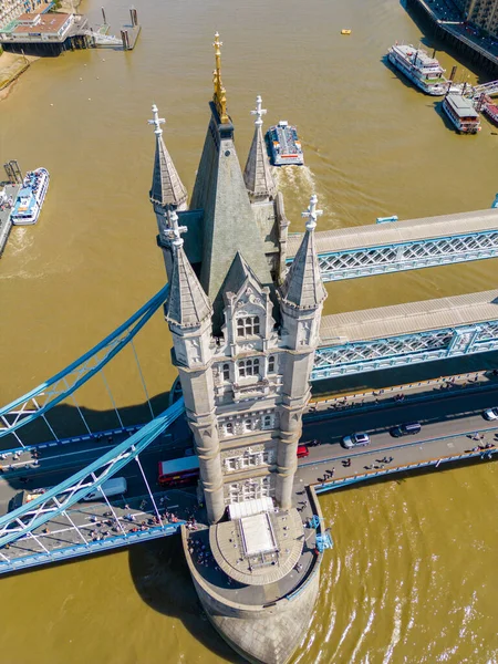 Primo Piano Aereo Del Tower Bridge London River Thames — Foto Stock