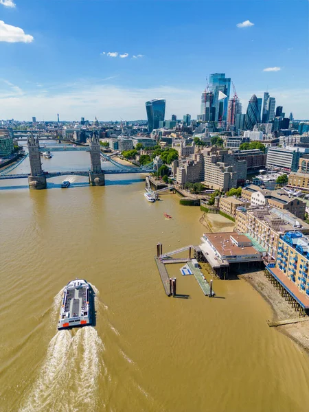 Aerial Photo Drought River Thames London Receding Water Levels — Foto de Stock
