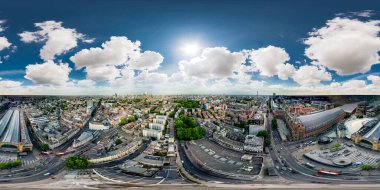 Aerial 360 drone photo Train stations Downtown London UK