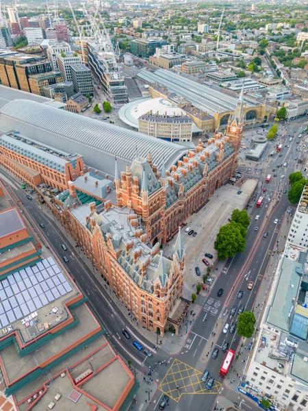 Foto Drone Pancras Treinstation Londen — Stockfoto