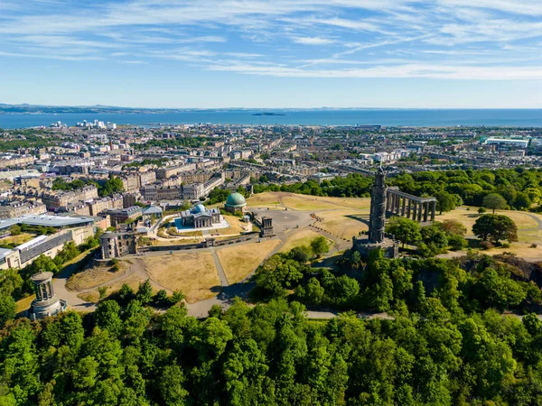 Aerial Photo Calton Hill Edinburgh Scotland — Stockfoto