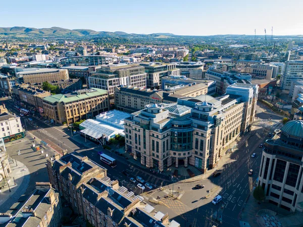 Aerial Photo Hotels Office Buildings Downtown Edinburgh Scotland — стоковое фото