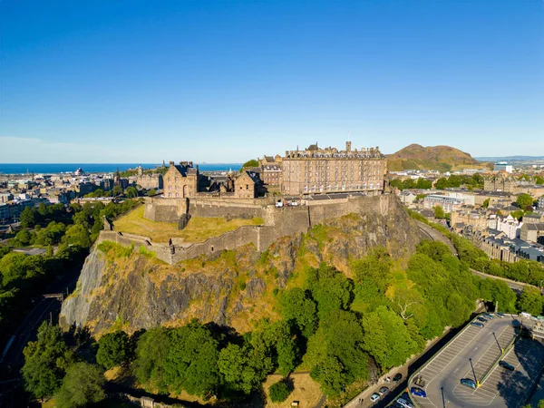 Drone Photo Edinburgh Castle Built 11Th Century — стоковое фото