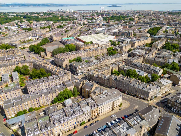 Letecká Fotografie Smíšených Obchodních Rezidenčních Budov Edinburghu Skotsko — Stock fotografie