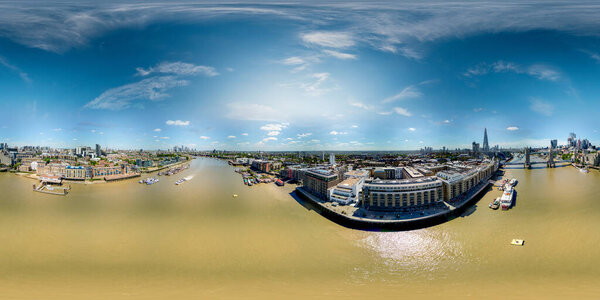 Aerial 360 drone photo London River Thanes