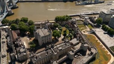 Aerial video destination Tower of London UK 4k