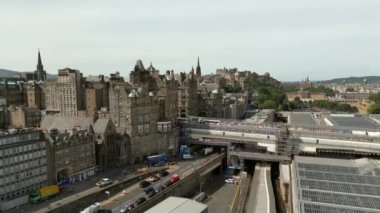 Hava yolculuğu görüntüleri Edinburgh Eski Şehir İskoçya İngiltere