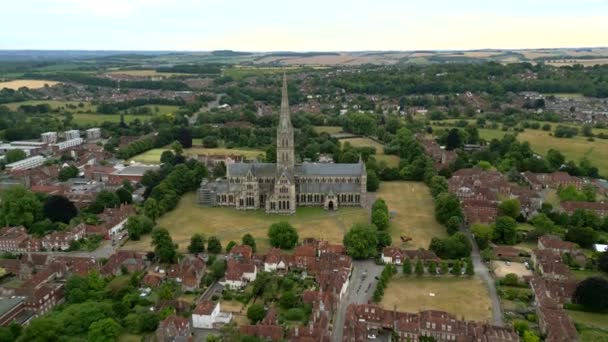 Aerial Drone Footage Salisbury Cathedral — Stockvideo