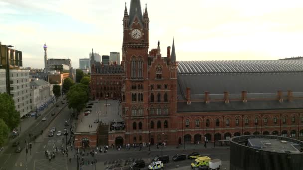 Aerial Drone Video Pancras International Train Station London England — Wideo stockowe