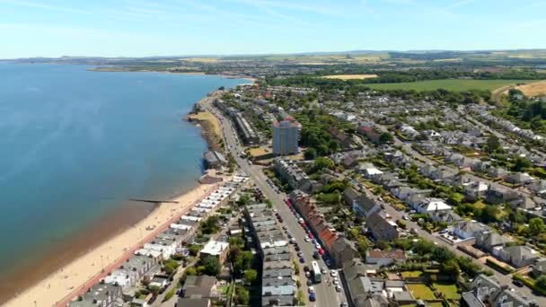 Aerial Video Joppa Road Portobello Beach Edinburgh Scotland — Stockvideo