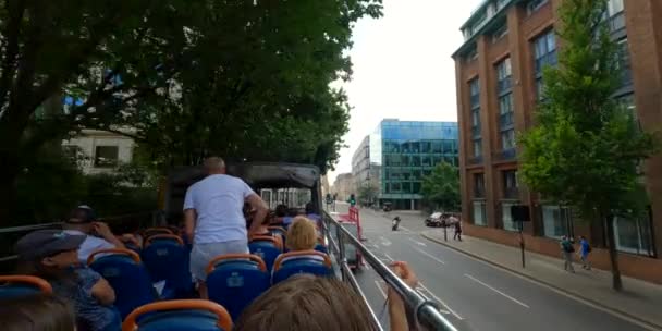 Riding Open Air Double Decker Tour Bus London — ストック動画