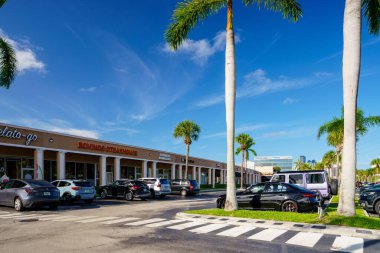 Miami, FL, USA - July 31, 2022: Businesses at Sunny Isles Square an RK Center Plaza