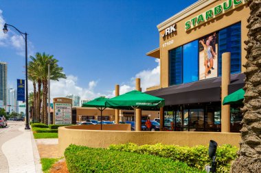Sunny Isles Beach, FL, USA - August 1, 2022: Photo of Starbucks Sunny Isles RK Plaza