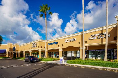 Coral Springs, FL, USA - August 7, 2022: RK Coral Palm Plaza businesses