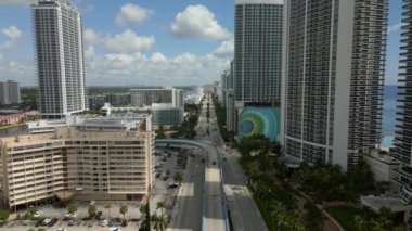 Aerial over South Ocean Drive Hallandale Beach FL