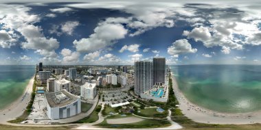 Aerial 360 spherical photo condominium buildings on Hallandale Beach Florida USA