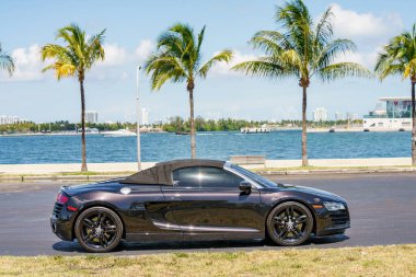 Photo of a Audi R8 Spyder sports car shot outdoors in Miami