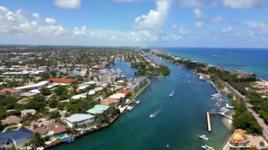 Luxury real estate in Pompano Beach FL. 4k aerial drone stock footage