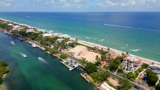 Oceanfront Mansions Construction Aerial Drone Footage — Vídeo de Stock