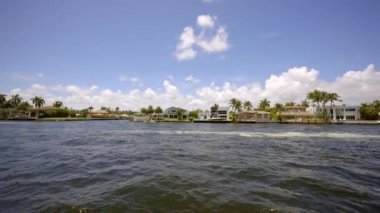 Manatee Zone Intracoastal Waterway sign Pompano Beach FL. 4k wide angle panning shot