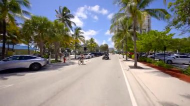 Driving looking for parking spot on the beach. 4k motion footage