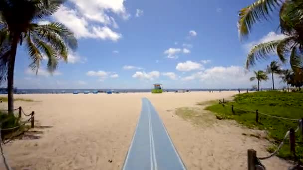 Путь Пляжу Помпано Съёмки Земли — стоковое видео