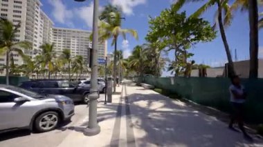 Beach parking at Pompano FL. 4k gimbal stabilized motion video