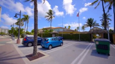 Oceanfront motel villas and condos Pompano Beach. 4k motion pov footage gimbal stabilized