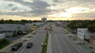 Aerial video Hollywood Boulevard westward towards sunset