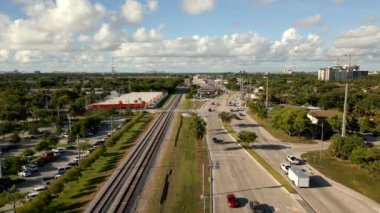  Aerial footage railroad by Dixie Highway Pompano Beach FL