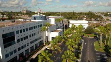 Pompano Beach City Hall and permitting building. Aerial drone video 4k.