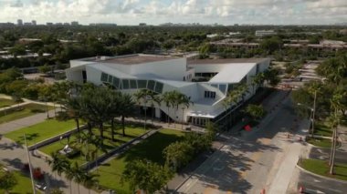 Pompano Beach library and cultural center. Aerial drone video circa 2022